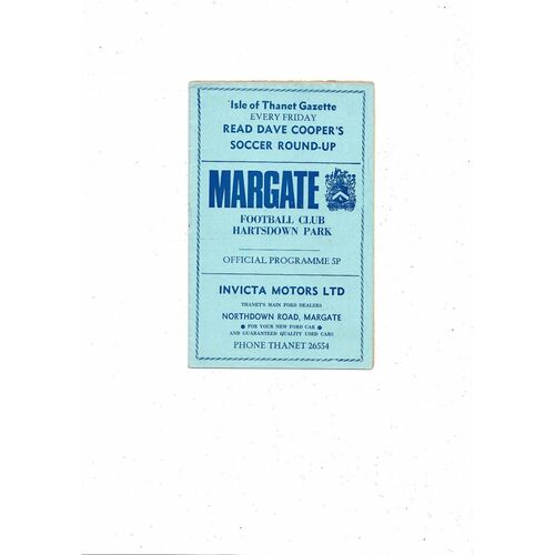 1974/75 Margate v Maidstone Kent Senior Cup Replay Football Programme