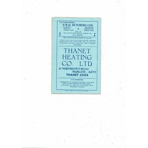 1974/75 Margate v Maidstone Kent Senior Cup Replay Football Programme