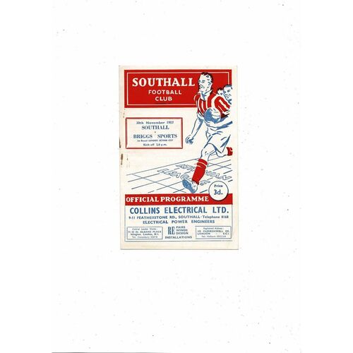 1957/58 Southall v Brigg Sports London Senior Cup Football Programme