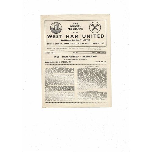 West Ham United Home Football Programmes