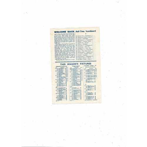 Manchester City v Preston Central League Football Programme 1956/57