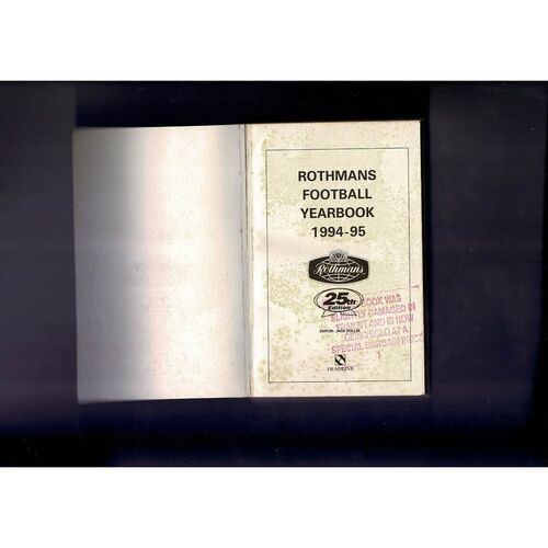 Rothmans Football Yearbook 1994/95 Softback