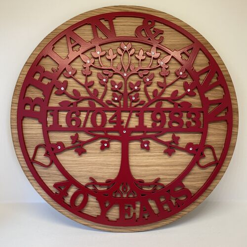Personalised Tree of Life Anniversary Plaque – Custom Names & Date
