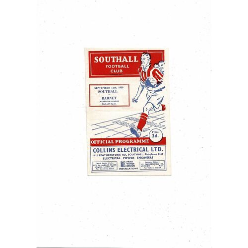 1959/60 Southall v Hendon Athenian League Football Programme