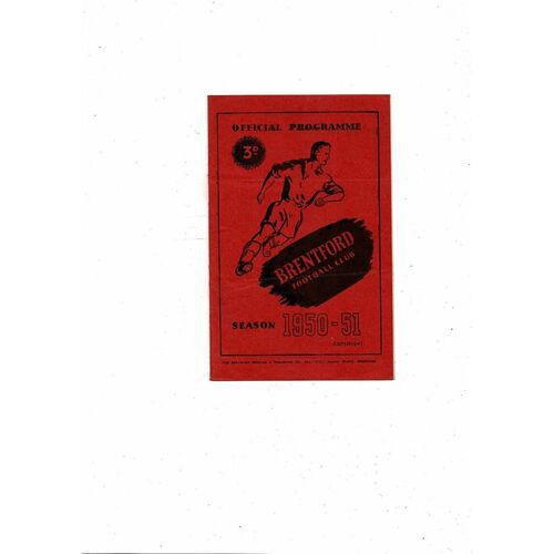 1950/51 Brentford v Chesterfield Football Programme