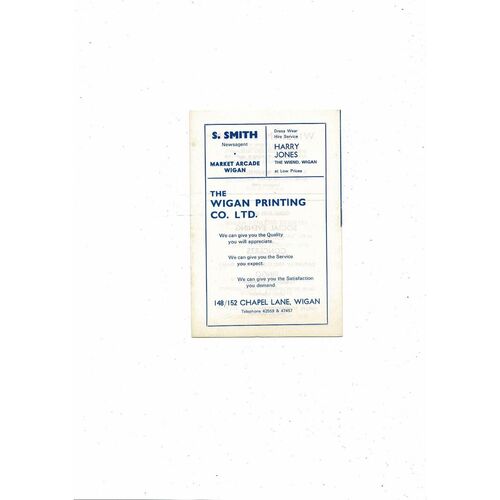 1969/70 Wigan Athletic v Great Harwood Football Programme 27th December 1969