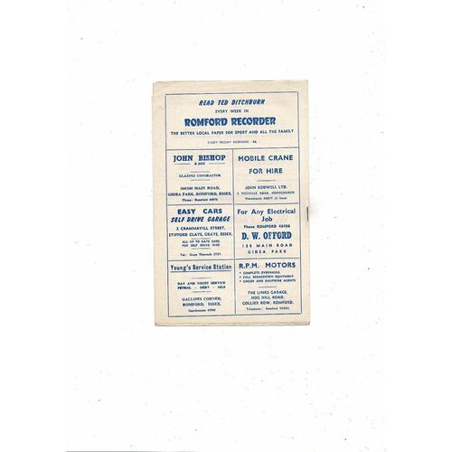 1961/62 Romford v Guildford Football Programme