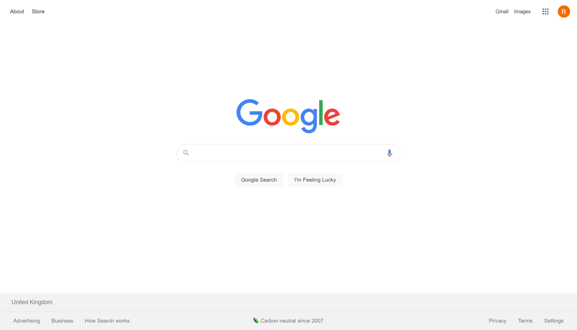 Google search home page