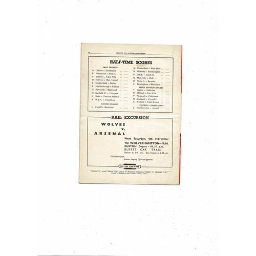 1950/51 Arsenal v Derby County Football Programme