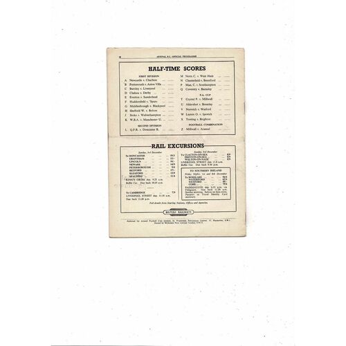 1950/51 Arsenal v Fulham Football Programme