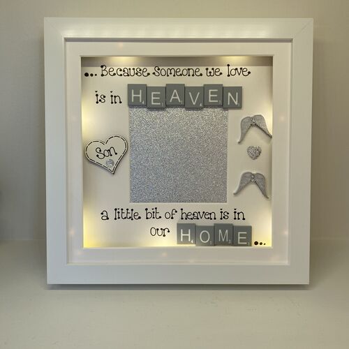 Customised LED Memorial Photo Frame | LED Memorial Picture Frame | Photo Frame with Angel wings
