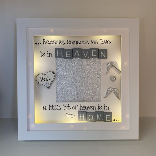 Customised LED Memorial Photo Frame | LED Memorial Picture Frame | Photo Frame with Angel wings