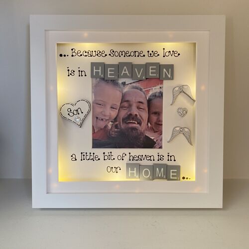 Customised LED Memorial Photo Frame | LED Memorial Picture Frame | Photo Frame with Angel wings