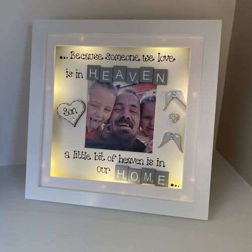 Customised LED Memorial Photo Frame | LED Memorial Picture Frame | Photo Frame with Angel wings