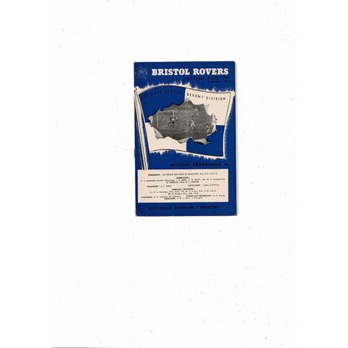 1956/57 Bristol Rovers v Barnsley Football Programme