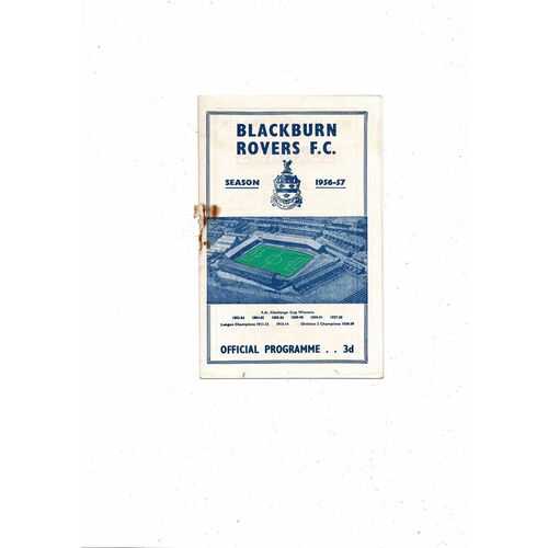 1956/57 Blackburn Rovers v Lincoln City Football Programme