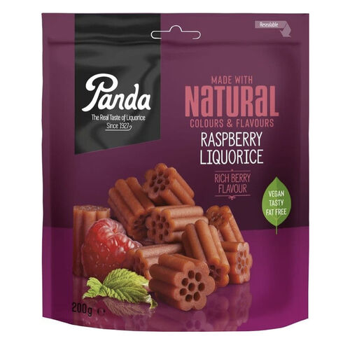 Panda Raspberry Liquorice Pieces 200g