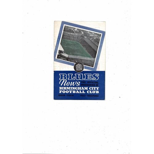 1959/60 Birmingham City v Manchester United Football Programme