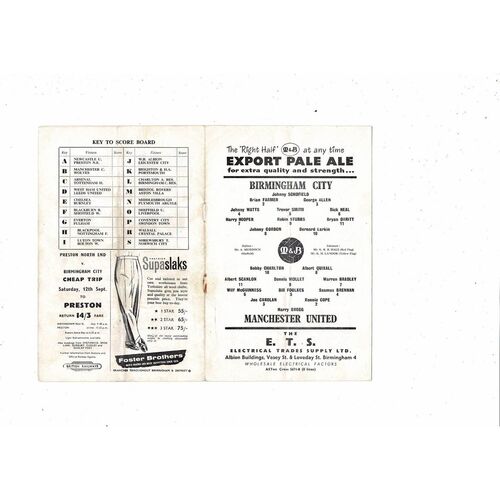 1959/60 Birmingham City v Manchester United Football Programme