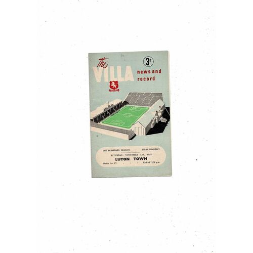 1955/56 Aston Villa v Luton Town Football Programme