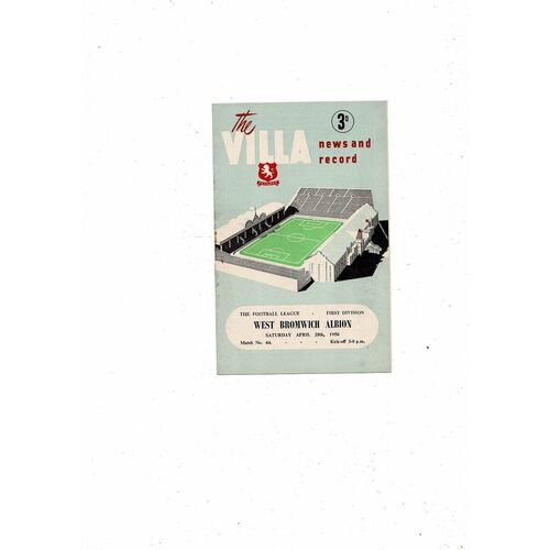 1955/56 Aston Villa v West Bromwich Albion Football Programme