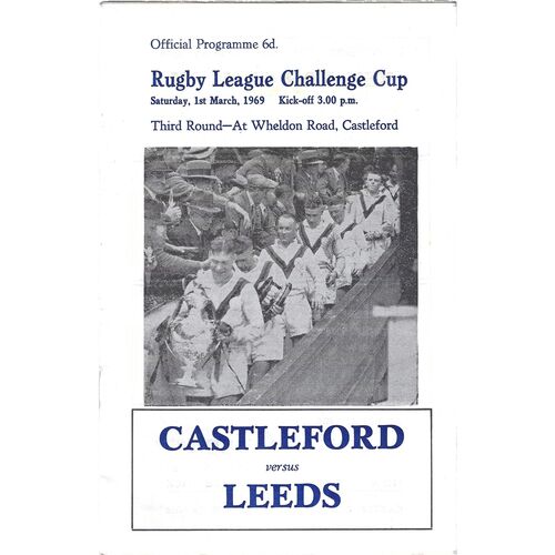 1968/69 Castleford v Leeds (01/03/1969) Rugby League Challenge Cup Third Round Rugby League Programme