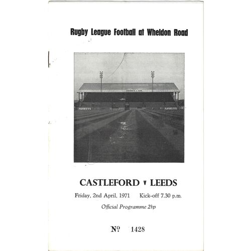1970/71 Castleford v Leeds (02/04/1971) Rugby League Programme
