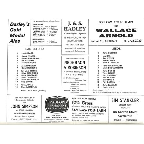 1970/71 Castleford v Leeds (02/04/1971) Rugby League Programme