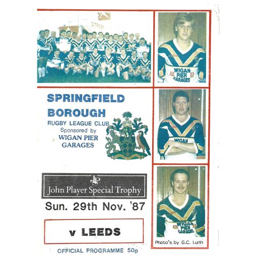 Springfield Borough Home Rugby League Programmes