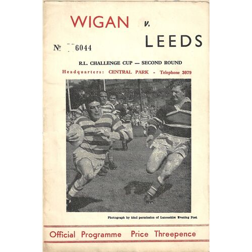 1962/63 Wigan v Leeds (16/03/1963) Rugby League Challenge Cup, Second Round Rugby League Programme