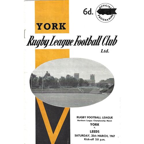 1966/67 York v Leeds (25/03/1967) Rugby League Programme