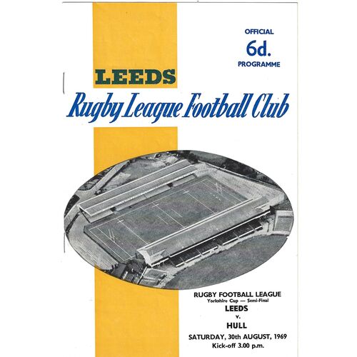 1969/70 Leeds v Hull (30/08/1969) Yorkshire County Cup, Semi Final Rugby League Programme