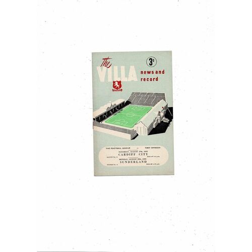 1955/56 Aston Villa v Cardiff City & Sunderland Double Football Programme