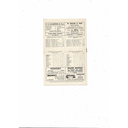 1953/54 Southall v Redhill Athenian League Football Programme