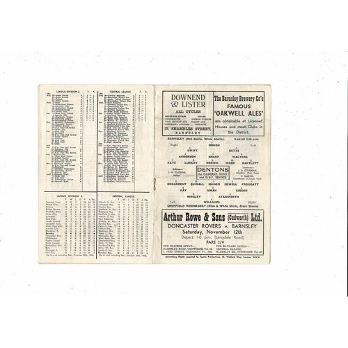 1955/56 Barnsley v Sheffield Wednesday Football Programme 5th November 1955