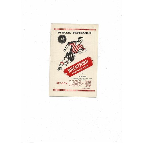 Brentford v Dundee Friendly Football Programme 1954/55