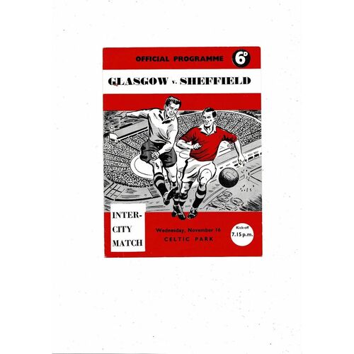 1960 Glasgow v Sheffield Inter City Match Football Programme