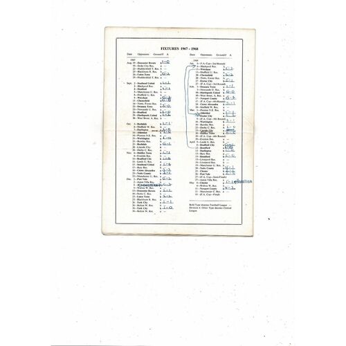 Barnsley Supporters Club Official Football Handbook 1967/68