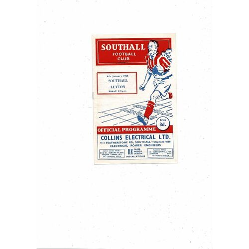 1957/58 Southall v Leyton Football Programme
