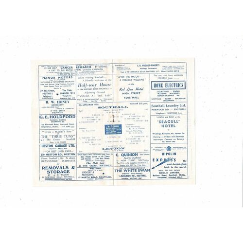 1957/58 Southall v Leyton Football Programme
