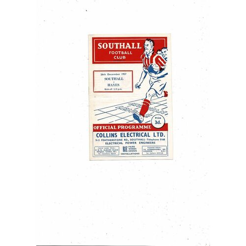 1957/58 Southall v Hayes Athenian League Football Programme