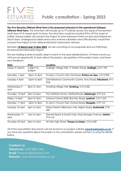 Five Estuaries Offshore Wind Farm Spring 2023 Consultation