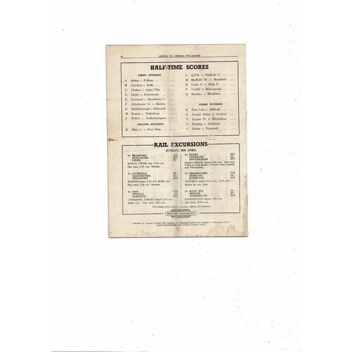 1951/52 Arsenal v Blackpool Football Programme