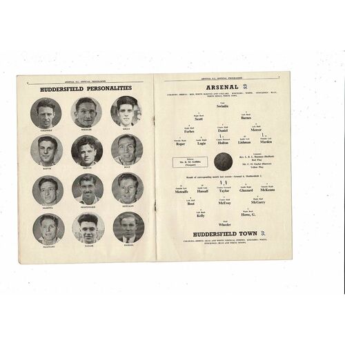 1951/52 Arsenal v Huddersfield Town Football Programme