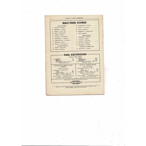 1951/52 Arsenal v Huddersfield Town Football Programme