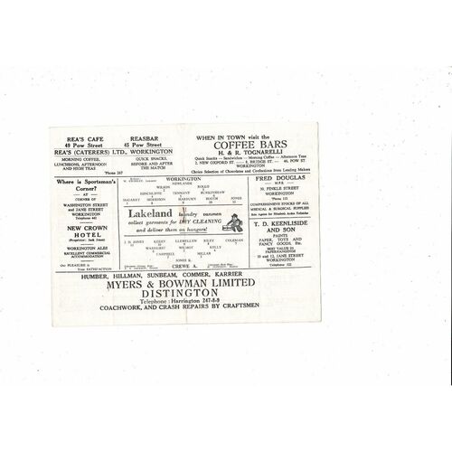 1959/60 Workington v Crewe Alexandra Football Programme