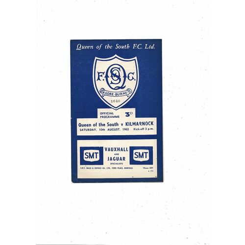 1963/64 Queens of the South v Kilmarnock League Cup Football Programme