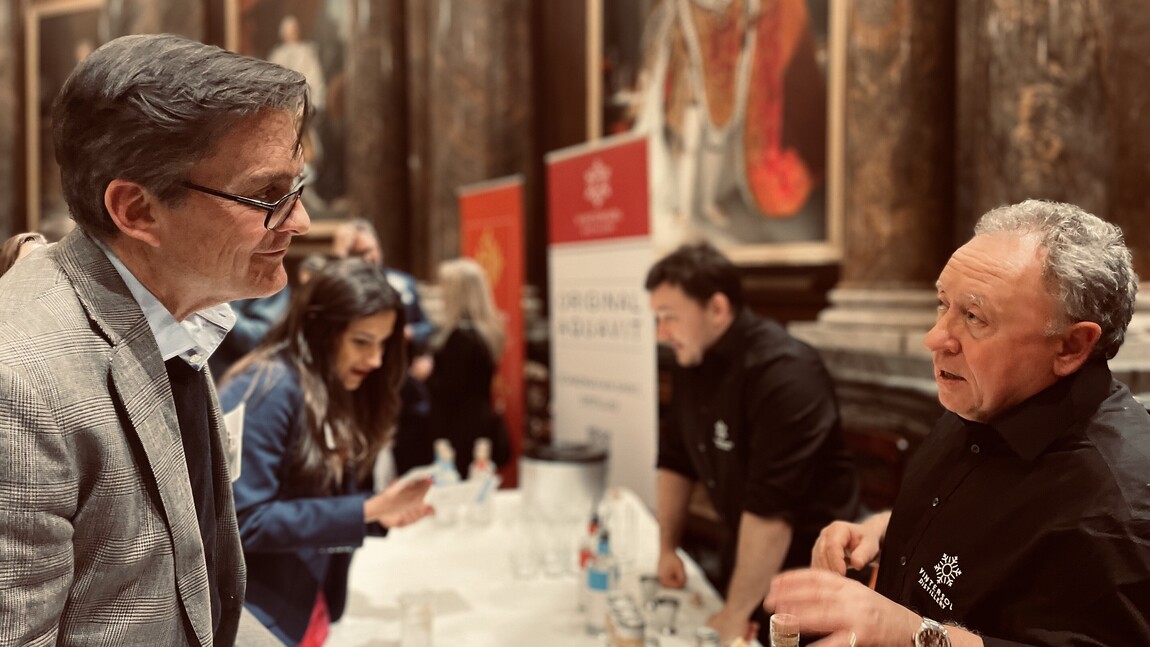 Brian from Vintersol Distillery explaining aquavit