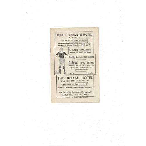 1947/48 Barnsley v Coventry City Football Programme
