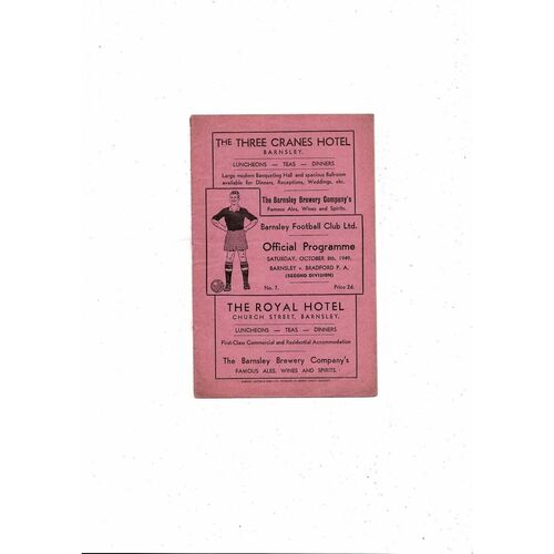 1949/50 Barnsley v Bradford Park Avenue Football Programme